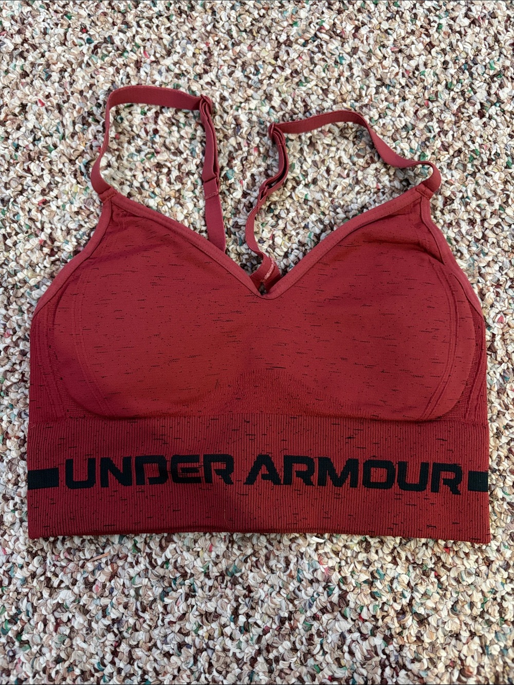Under Armour Women's Seamless Sports Bra — Brick Red with Black Logo